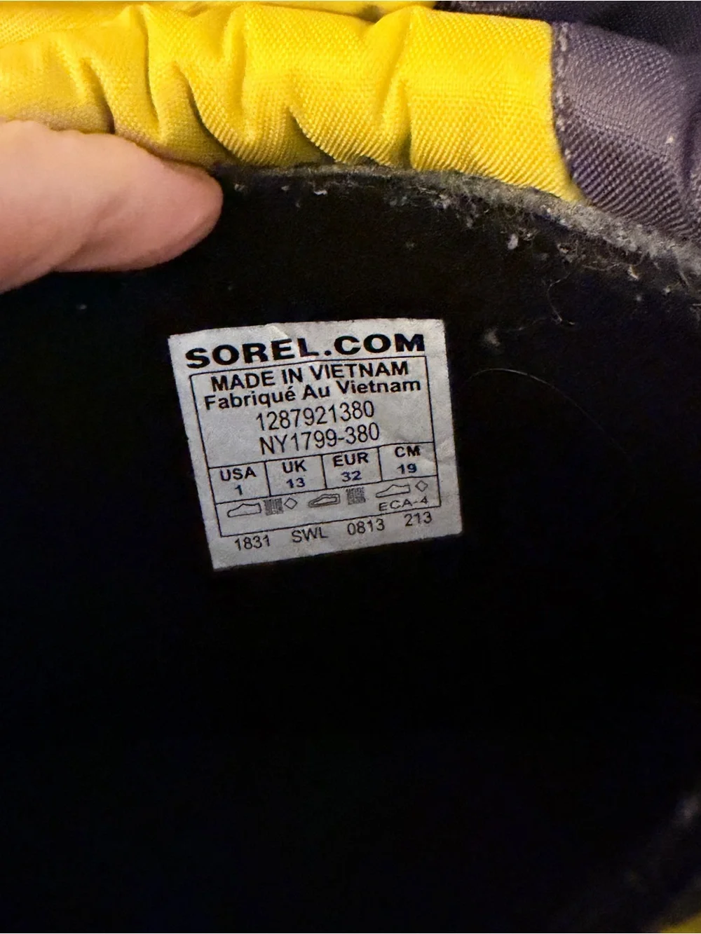 Sorel Yellow and Black Winter Boot